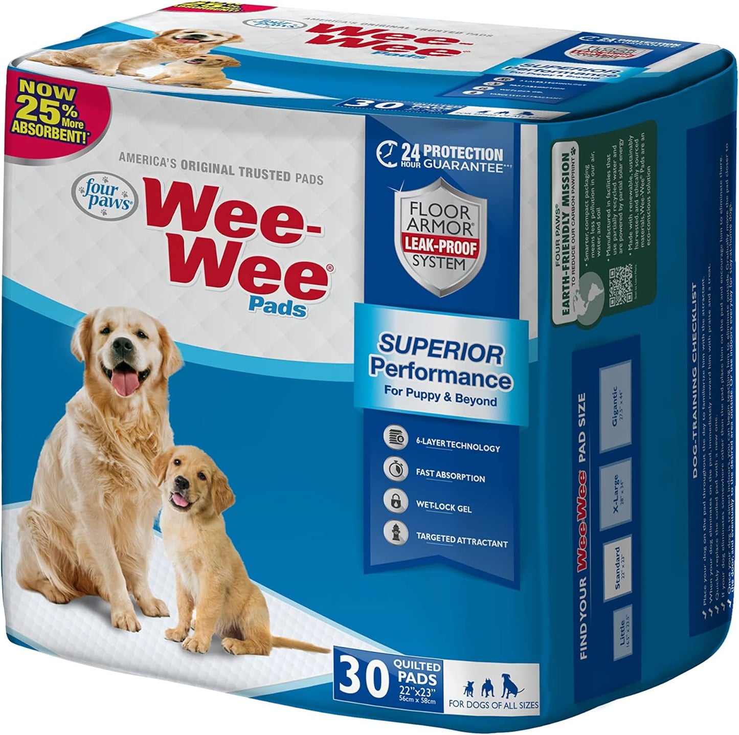 Wee-Wee Puppy Training Pads, 30 Count, Standard Size 22" x 23" for Dogs