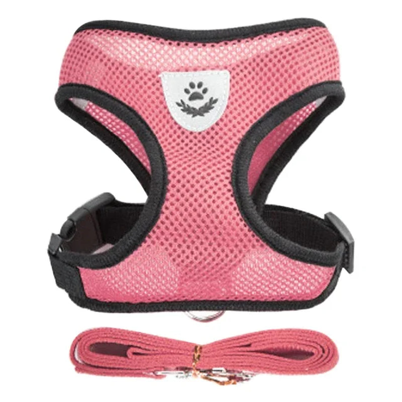 Adjustable Polyester Mesh Cat Harness Vest and Leash for Small to Medium Dogs and Puppies