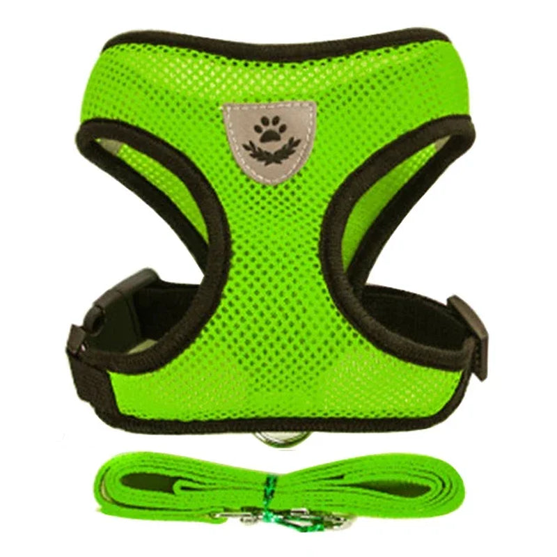 Adjustable Polyester Mesh Cat Harness Vest and Leash for Small to Medium Dogs and Puppies