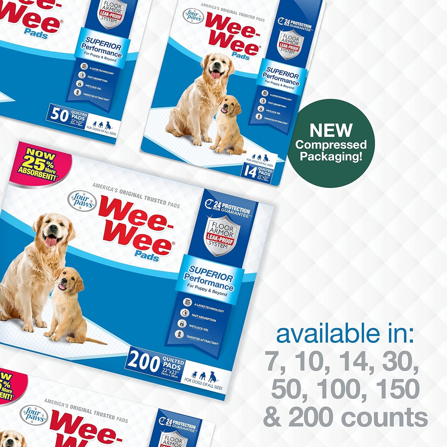 Wee-Wee Puppy Training Pads, 30 Count, Standard Size 22" x 23" for Dogs