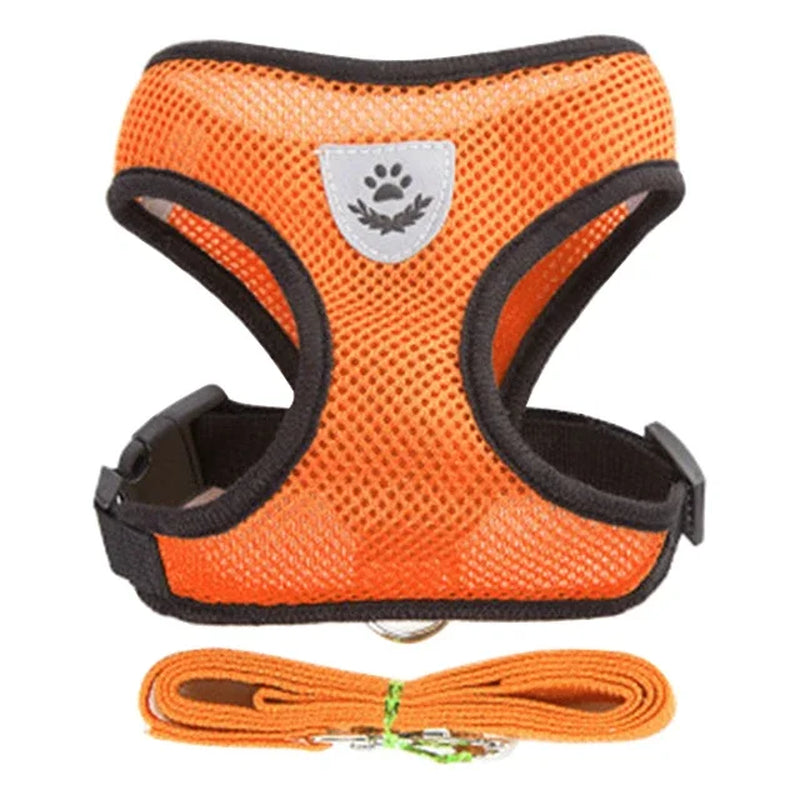 Adjustable Polyester Mesh Cat Harness Vest and Leash for Small to Medium Dogs and Puppies