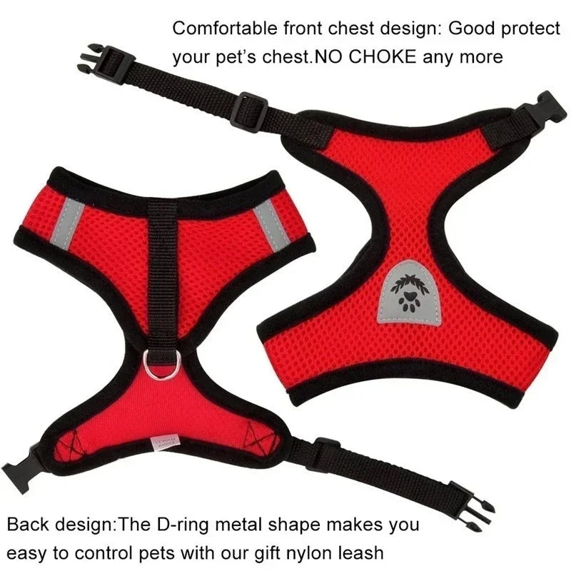 Adjustable Polyester Mesh Cat Harness Vest and Leash for Small to Medium Dogs and Puppies