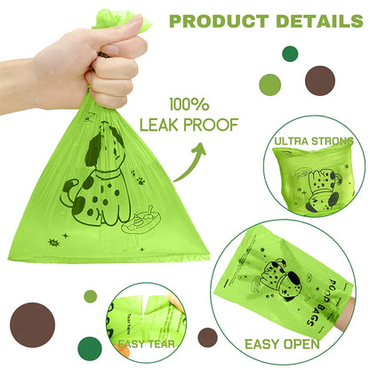 Biodegradable Dog Poop Bags Lavender Scented Pet Poop Bags with Holder Extra Thick Leakproof Dog Poop Bags with Dispenser