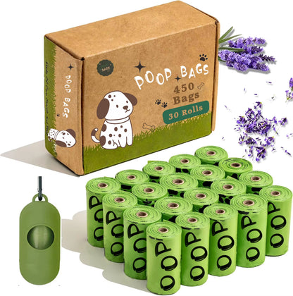 Biodegradable Dog Poop Bags Lavender Scented Pet Poop Bags with Holder Extra Thick Leakproof Dog Poop Bags with Dispenser