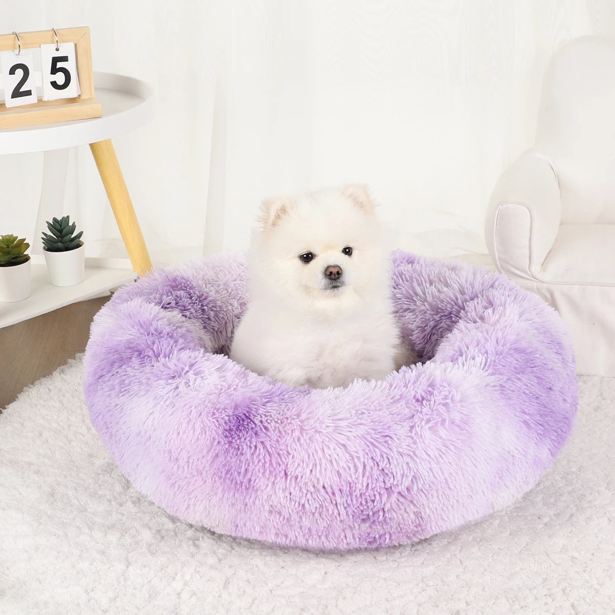 Large Washable Plush Dog Bed - Fluffy Sofa Style Pet Furniture for Medium and Small Dogs, Ideal Puppy Kennel Accessory