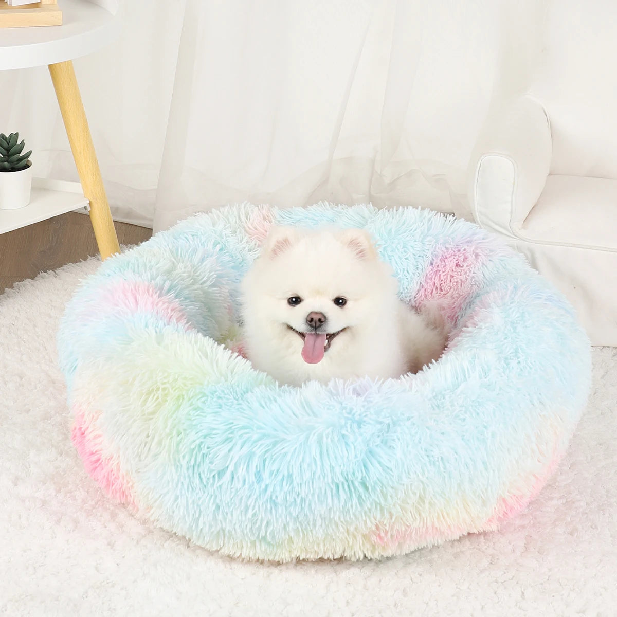Large Washable Plush Dog Bed - Fluffy Sofa Style Pet Furniture for Medium and Small Dogs, Ideal Puppy Kennel Accessory
