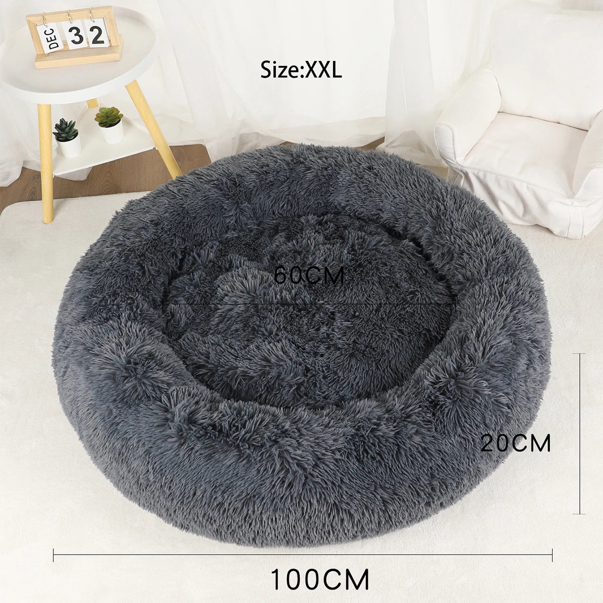 Large Washable Plush Dog Bed - Fluffy Sofa Style Pet Furniture for Medium and Small Dogs, Ideal Puppy Kennel Accessory
