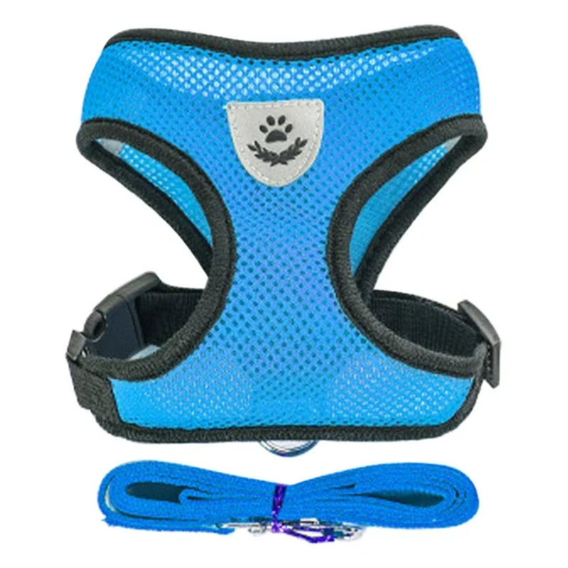 Adjustable Polyester Mesh Cat Harness Vest and Leash for Small to Medium Dogs and Puppies